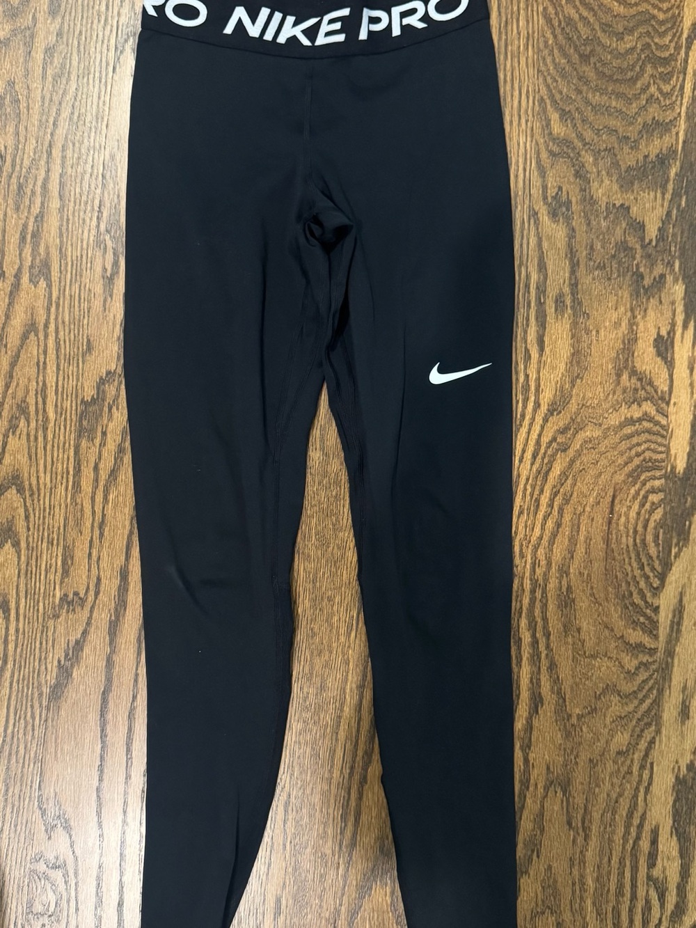 Nike Black Women's Pro Leggings with White Swoosh